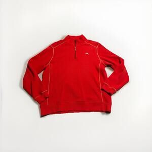 Tommy Bahama Quarter Zip Relax Pullover Sweater Red Men's Small (A1)